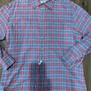 Southern Tide Red and Blue Plaid Casual Button Down Shirt